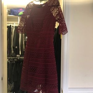 Kay Unger burgundy dress